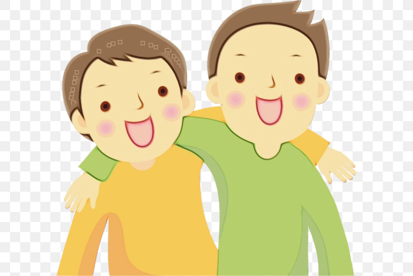 Cartoon Friendship Drawing Gesture Facial Expression, PNG, 597x547px, Watercolor, Animation, Cartoon, Drawing, Facial Expression Download Free