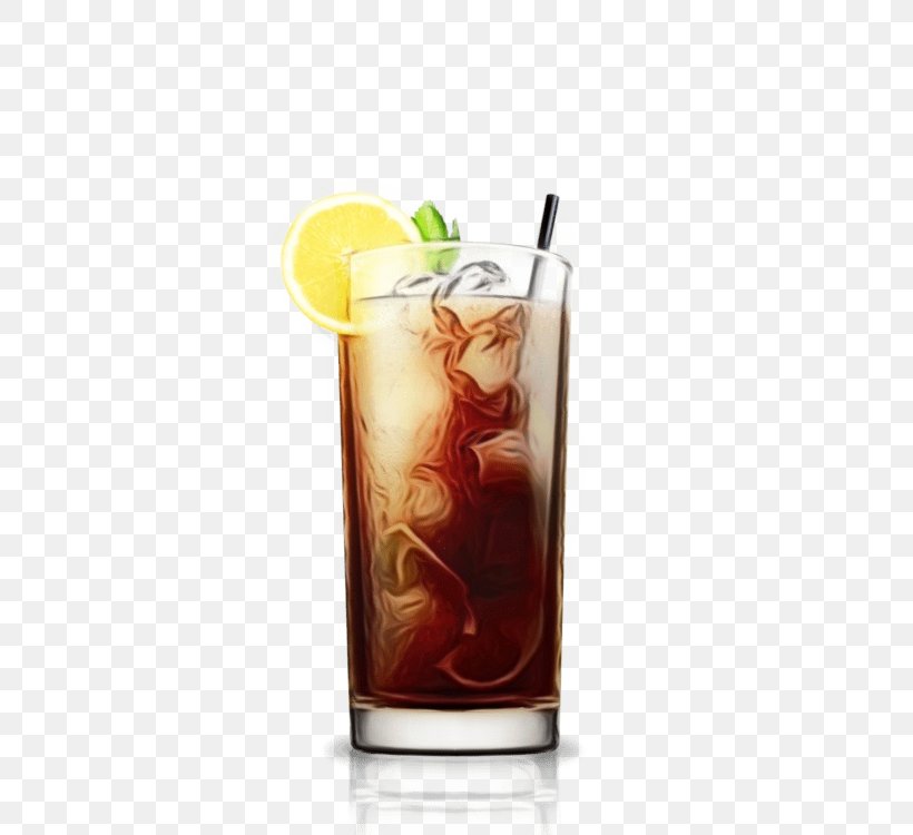 Drink Highball Glass Cuba Libre Rum Swizzle Cocktail Garnish, PNG, 750x750px, Watercolor, Alcoholic Beverage, Cocktail Garnish, Cuba Libre, Dark N Stormy Download Free