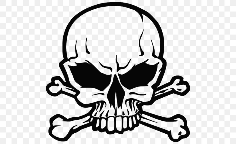 Skull And Bones Skull And Crossbones Human Skull Symbolism Sticker, PNG, 500x500px, Skull And Bones, Art, Artwork, Black, Black And White Download Free