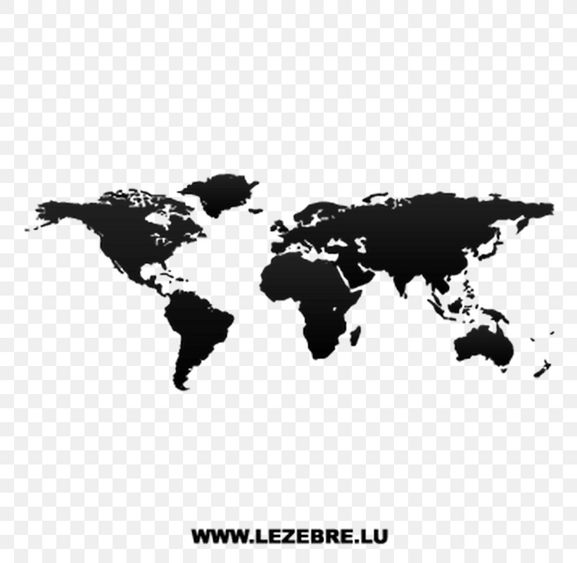 World Map Wall Decal, PNG, 800x800px, World, Atlas, Blackandwhite, Decal, Geography Download Free