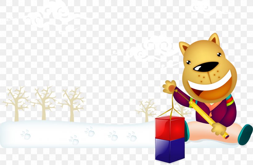 Dog Cartoon Chinese New Year Illustration, PNG, 2402x1568px, Dog, Animation, Cartoon, Chinese New Year, Lantern Download Free