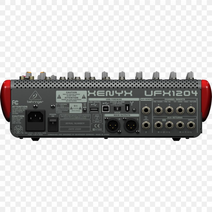 Microphone Audio Mixers Behringer Xenyx UFX1204 Audio Mixing, PNG, 2000x2000px, Microphone, Analog Signal, Audio Mixers, Audio Mixing, Behringer Download Free