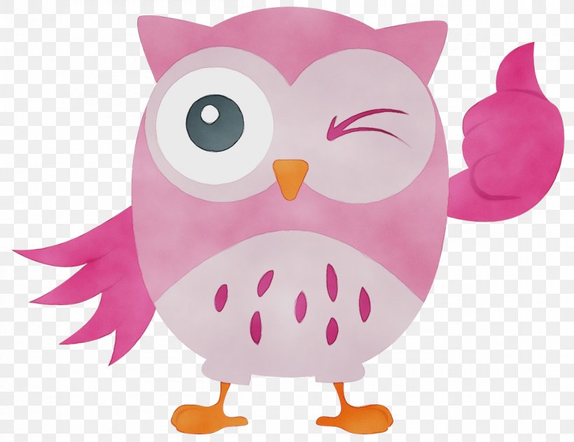 Owl Bird Pink Cartoon Bird Of Prey, PNG, 1200x926px, Watercolor, Animation, Bird, Bird Of Prey, Cartoon Download Free