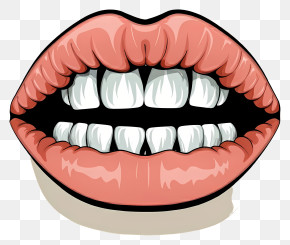 Cartoon - Cartoon Mouth With Teeth Highlighted In Pop Style PNG