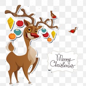 Rudolph The Red Nose And Creative Greeting Cards Vector Material - Snegurochka Scrapbooking New Year Christmas Santa Claus PNG