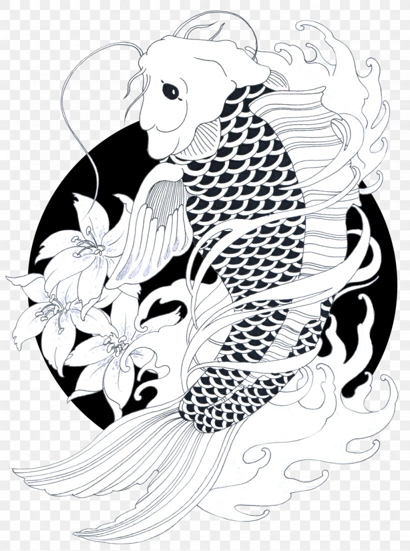Koi Goldfish Drawing Carp Black And White, PNG, 1024x1375px, Koi, Art, Black, Black And White, Carp Download Free
