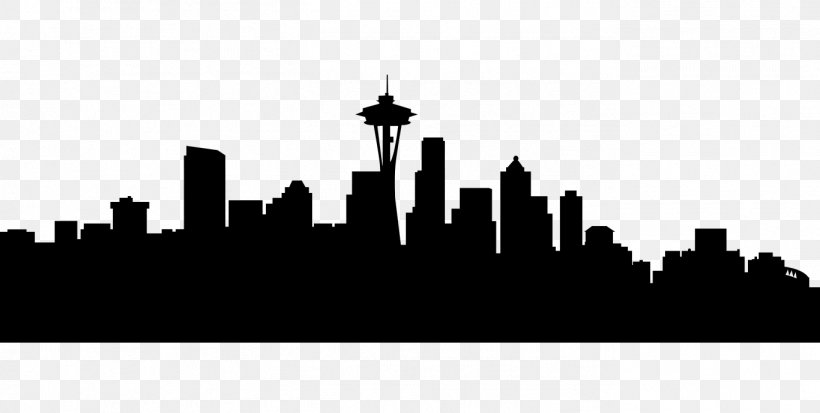 Seattle Royalty-free Sticker, PNG, 1366x689px, Seattle, Art, Black And White, Business, City Download Free