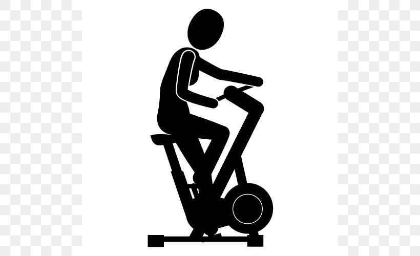 Stationary Bicycle Physical Exercise Clip Art, PNG, 500x500px, Stationary Bicycle, Bicycle, Black And White, Cartoon, Document Download Free
