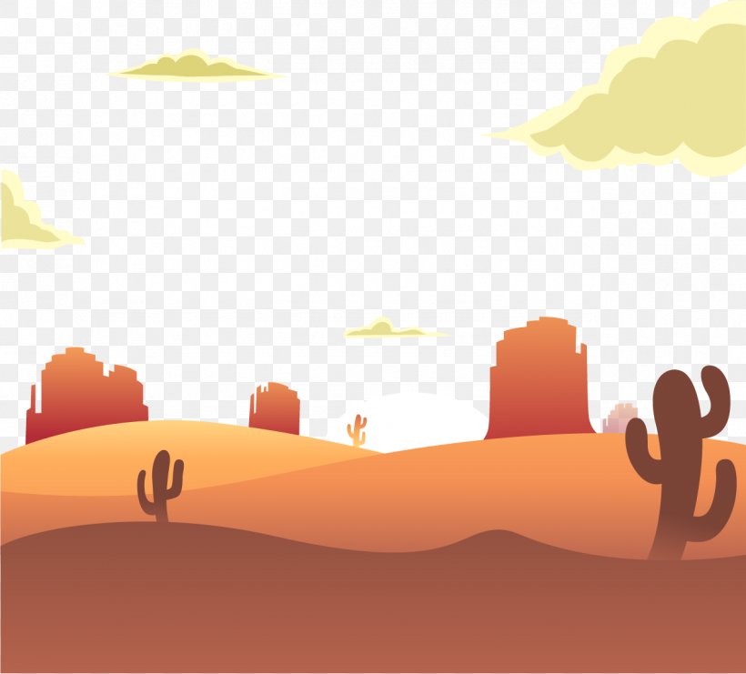 Sunrise Desert Euclidean Vector Illustration, PNG, 1275x1153px, Sunrise, Art, Cartoon, Desert, Flat Design Download Free