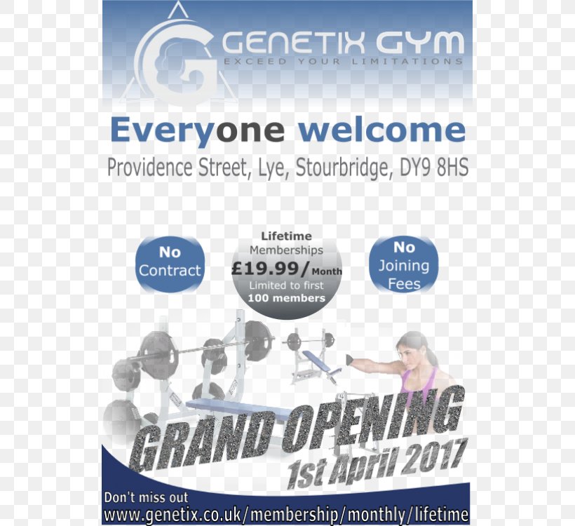 Genetix Gym Stourbridge, Lye DY9 8HS Fitness Centre Bodybuilding Strength Training, PNG, 750x750px, Lye, Advertising, Aerobic Exercise, Bodybuilding, Brand Download Free