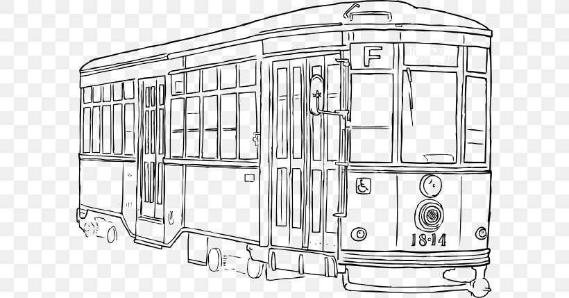 Tram New Orleans Clip Art, PNG, 600x429px, Tram, Area, Artwork, Black And White, Blog Download Free