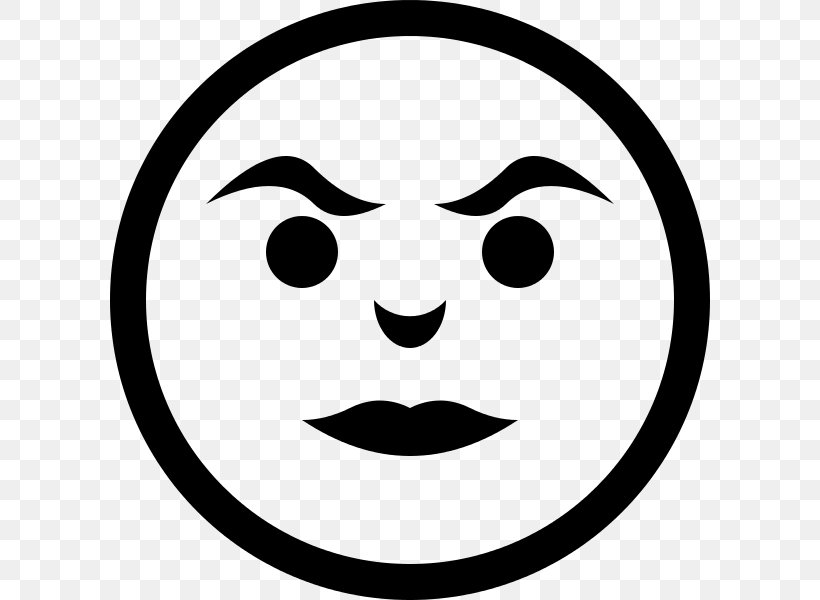 Emoticon Smiley Emoji Clip Art, PNG, 600x600px, Emoticon, Anger, Area, Black, Black And White Download Free