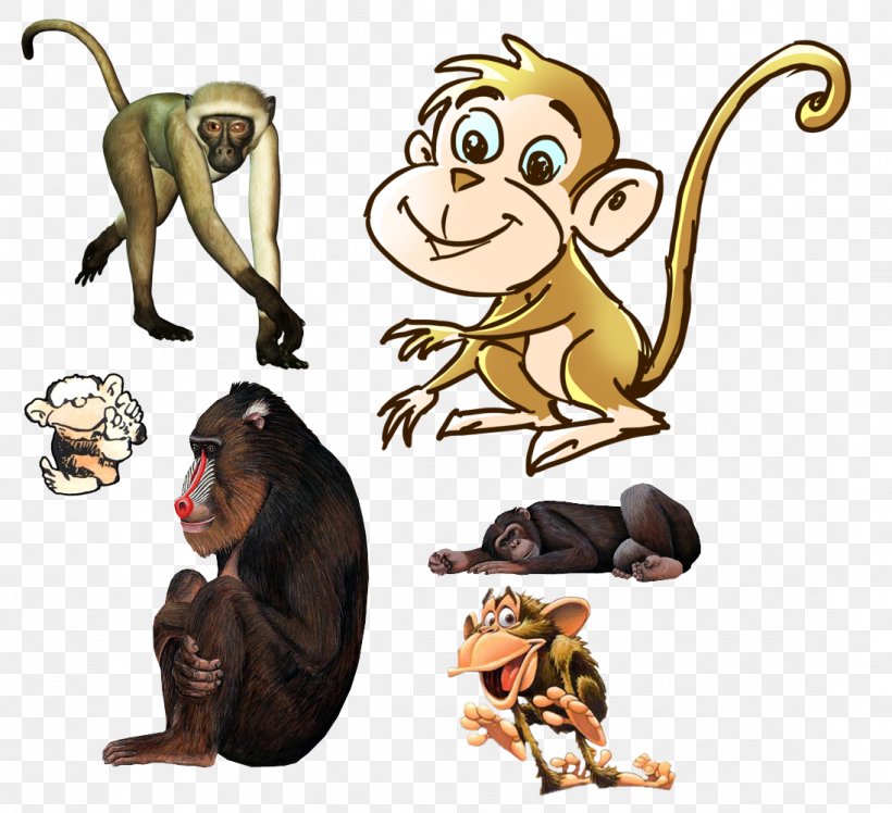 Monkey Primate Rhinoceros Animal Clip Art, PNG, 1096x1000px, Monkey, Animal, Animal Figure, Animal Sauvage, Animation Download Free