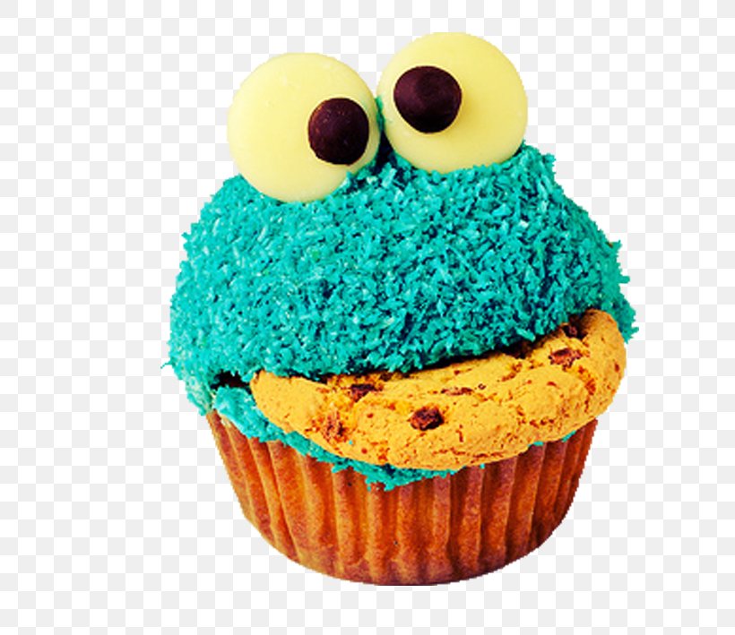 Cookie Monster Cupcake Icing Chocolate Chip Cookie Muffin, PNG, 709x709px, Cookie Monster, Baking, Baking Cup, Buttercream, Cake Download Free