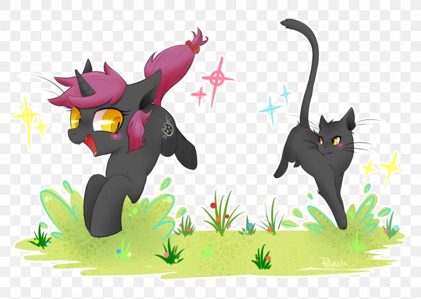 Kitten Whiskers Black Cat Horse, PNG, 900x640px, Kitten, Art, Black Cat, Carnivoran, Cartoon Download Free