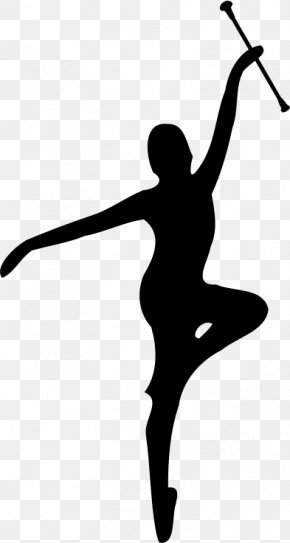 Silhouette - Majorette Baton Twirling Silhouette Dance Color Guard PNG
