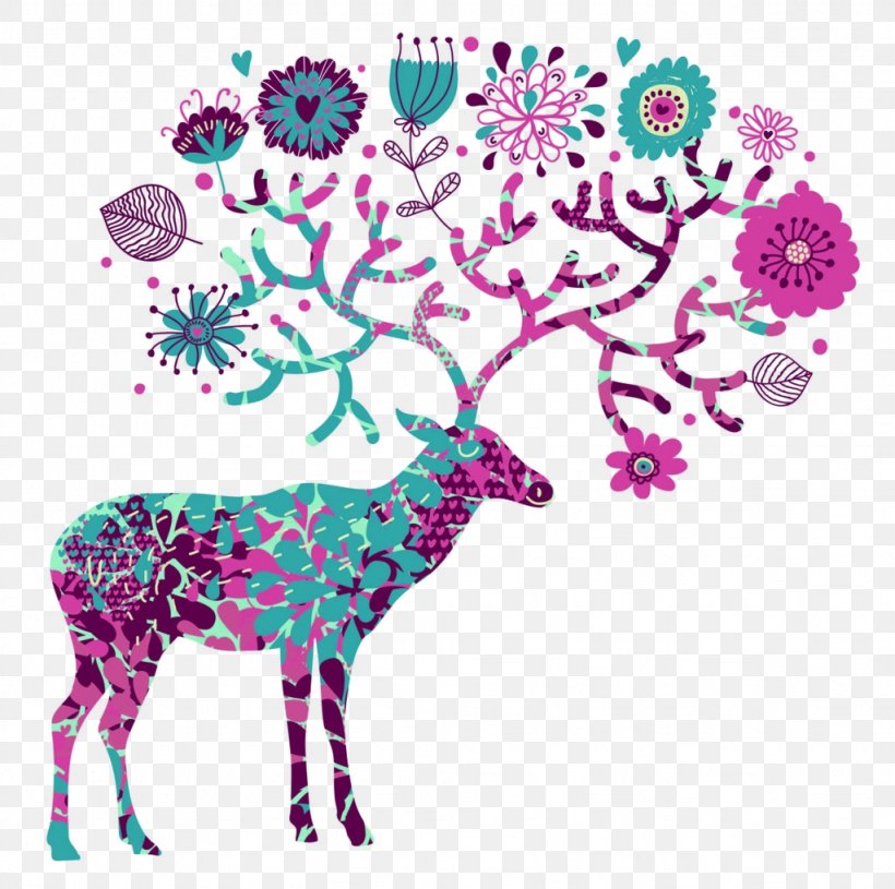 Reindeer Elk, PNG, 1024x1019px, Deer, Animation, Art, Branch, Cartoon Download Free