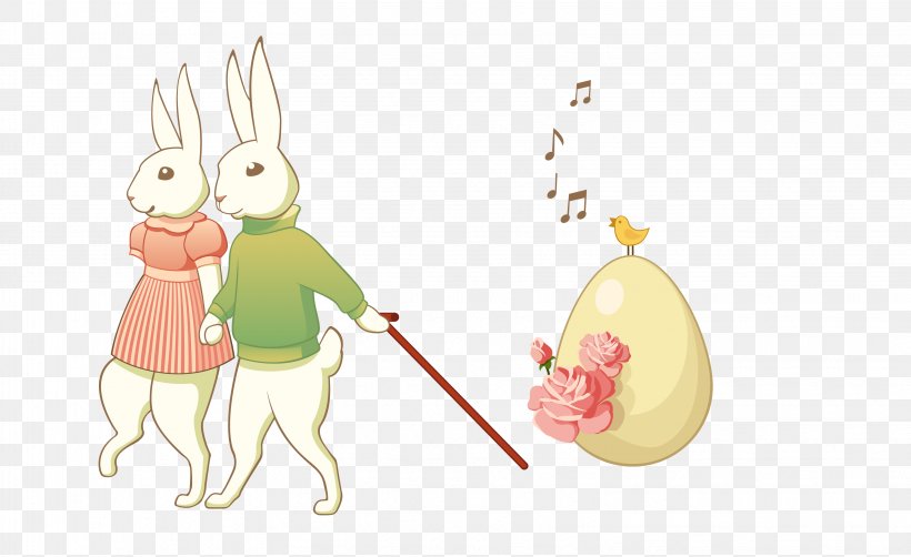 Easter Bunny Rabbit, PNG, 3261x1997px, Easter Bunny, Art, Couple, Drawing, Easter Download Free
