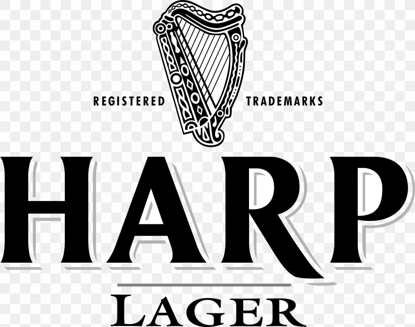Harp Lager Logo Beer Brand Font, PNG, 2400x1892px, Harp Lager, Area, Beer, Black And White, Brand Download Free