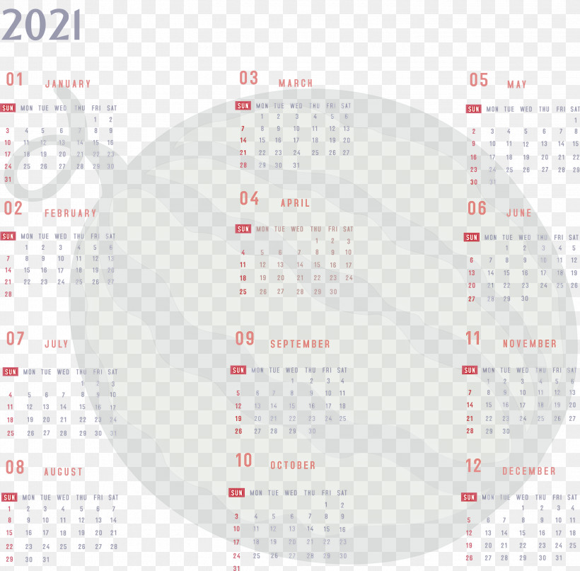 Year 2021 Calendar Printable 2021 Yearly Calendar 2021 Full Year Calendar, PNG, 3000x2954px,  Download Free
