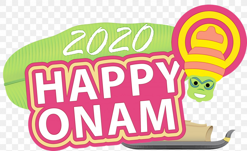 Logo Font Pink M Line Area, PNG, 3000x1843px, Onam Harvest Festival, Area, Happy Onam, Line, Logo Download Free