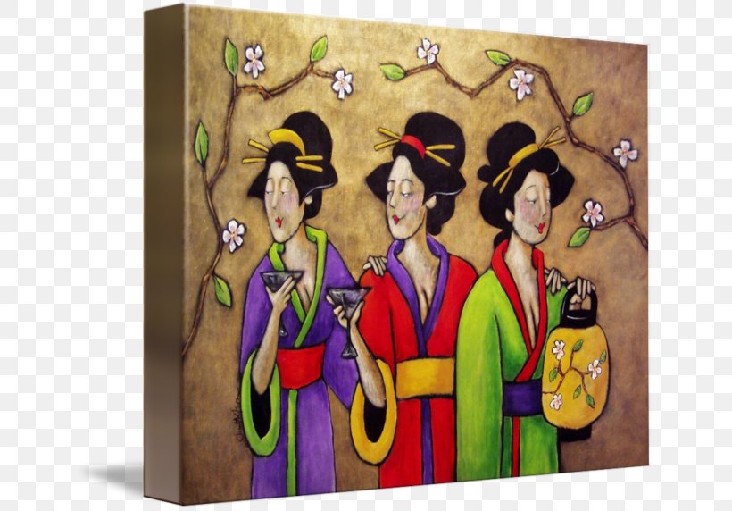 Modern Art Geisha Japan Painting, PNG, 650x572px, Watercolor, Cartoon, Flower, Frame, Heart Download Free