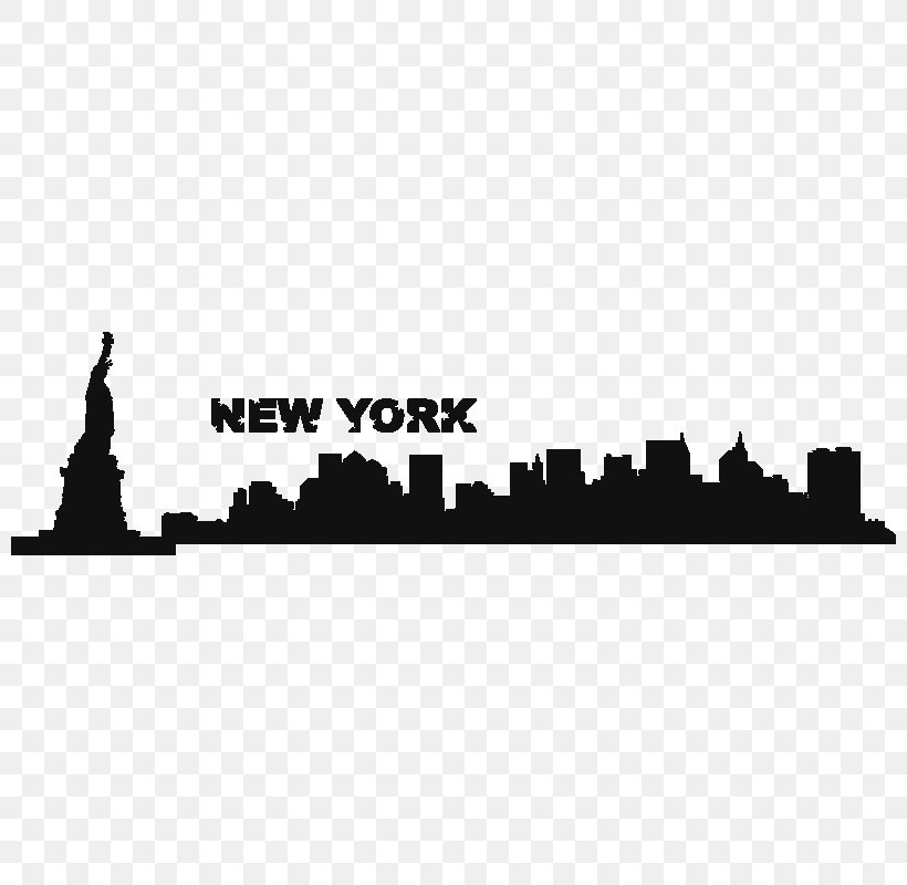 New York City Sticker Skyline Wall Silhouette, PNG, 800x800px, New York City, Black And White, Brand, Caravelair, Decal Download Free