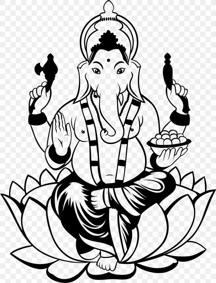 Ganesha Drawing Clip Art, PNG, 905x1187px, Ganesha, Art, Artwork, Black And White, Drawing Download Free