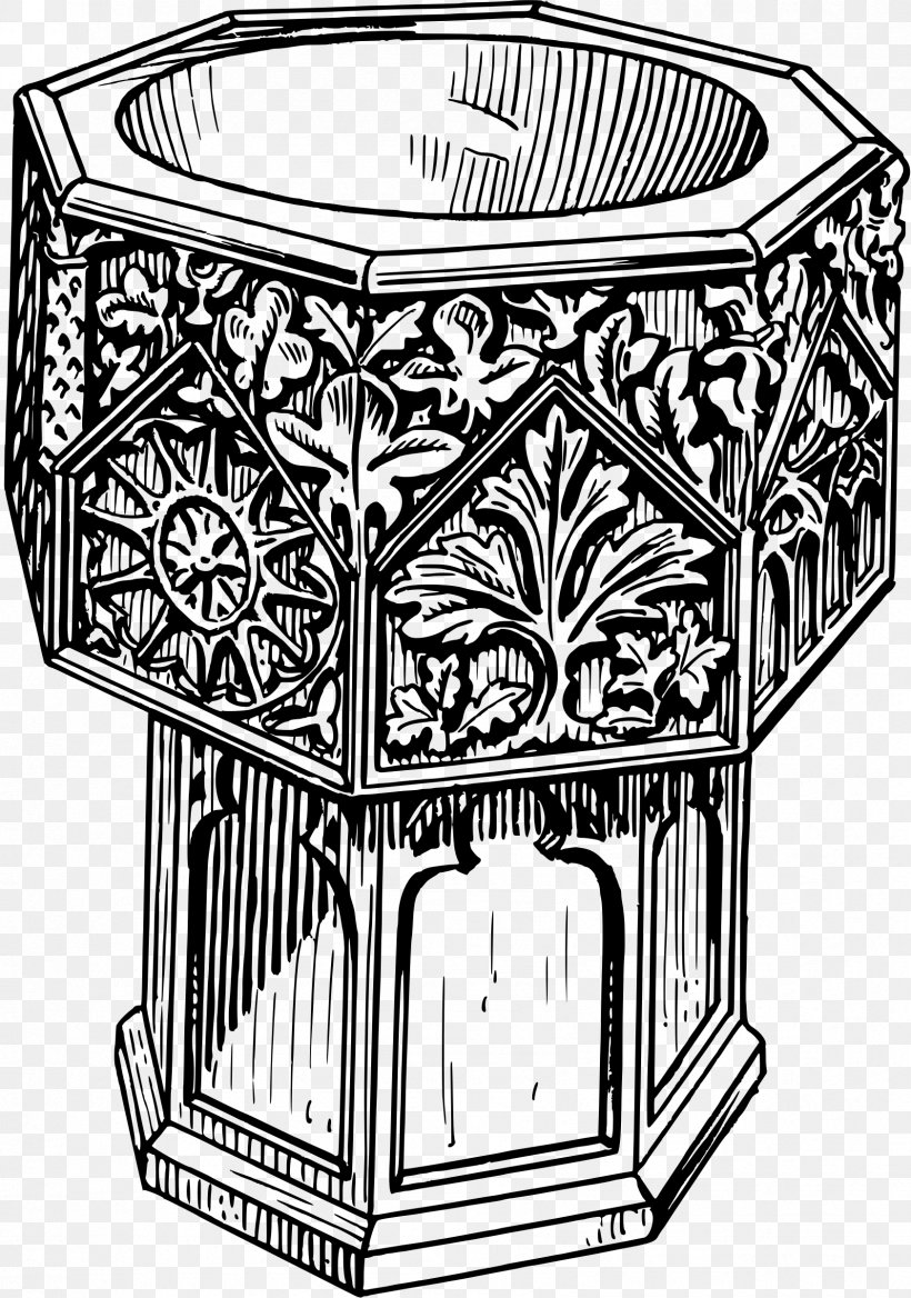 Baptismal Font Christian Church Clip Art, PNG, 1684x2400px, Baptismal Font, Altar In The Catholic Church, Baptism, Baptists, Black And White Download Free