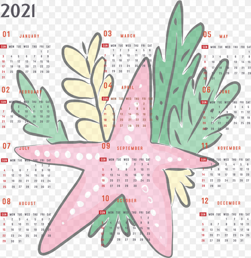 Year 2021 Calendar Printable 2021 Yearly Calendar 2021 Full Year Calendar, PNG, 2908x3000px, 2021 Calendar, Year 2021 Calendar, Biology, Calendar System, Flora Download Free