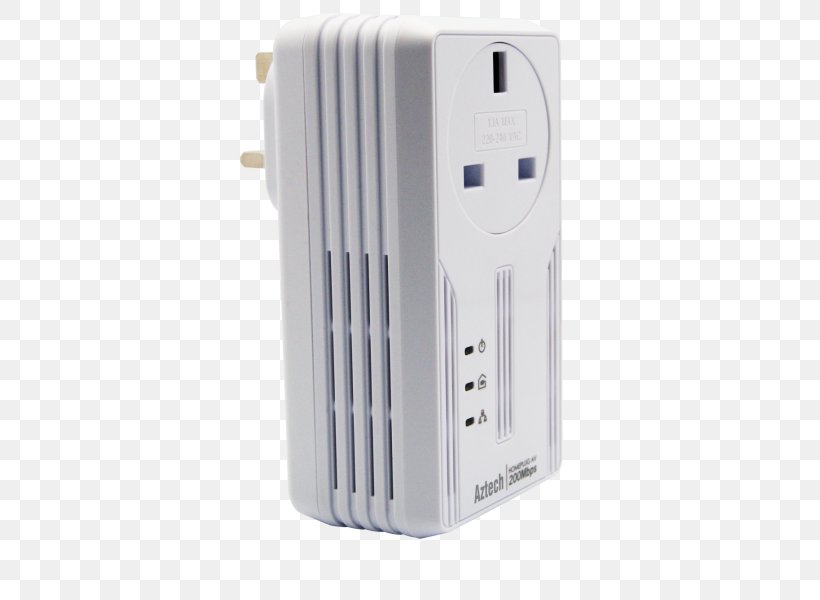 Adapter HomePlug Aztech Power-line Communication Computer Network, PNG, 600x600px, Adapter, Computer, Computer Component, Computer Hardware, Computer Network Download Free
