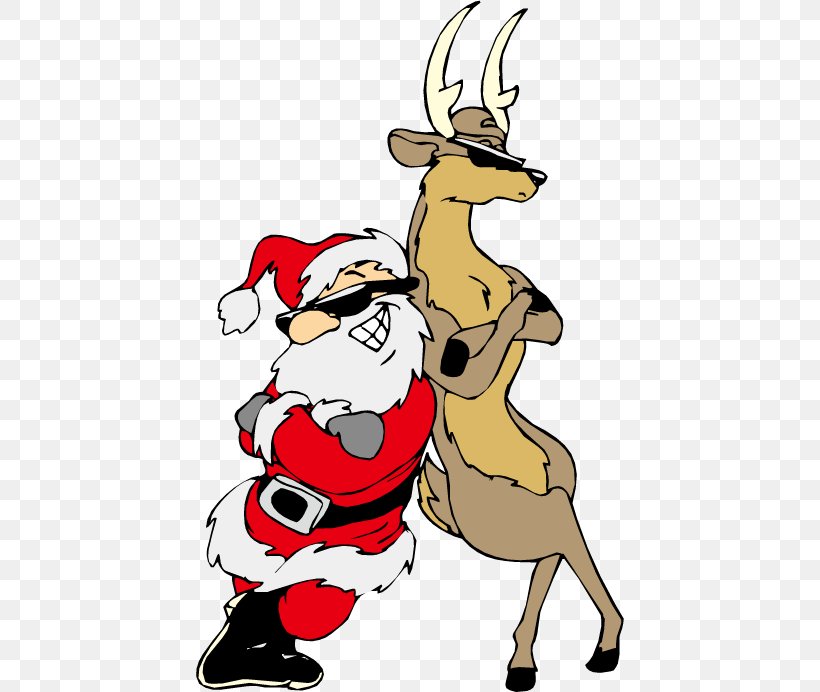 Santa Claus Reindeer Christmas Clip Art, PNG, 428x692px, Santa Claus, Art, Black And White, Cartoon, Christmas Download Free