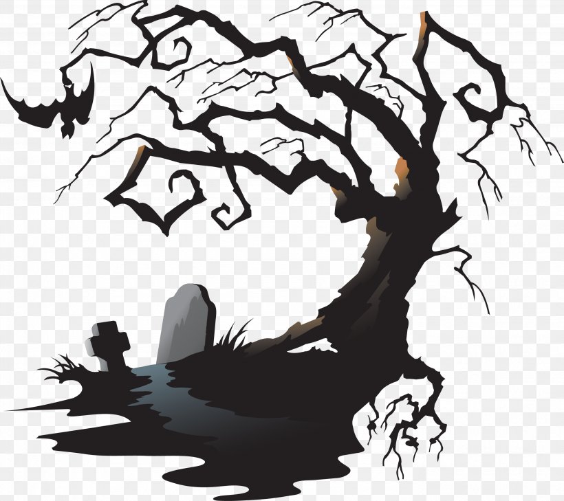 Halloween Costume Party Trick-or-treating, PNG, 2763x2457px, Halloween, Art, Artwork, Black And White, Branch Download Free