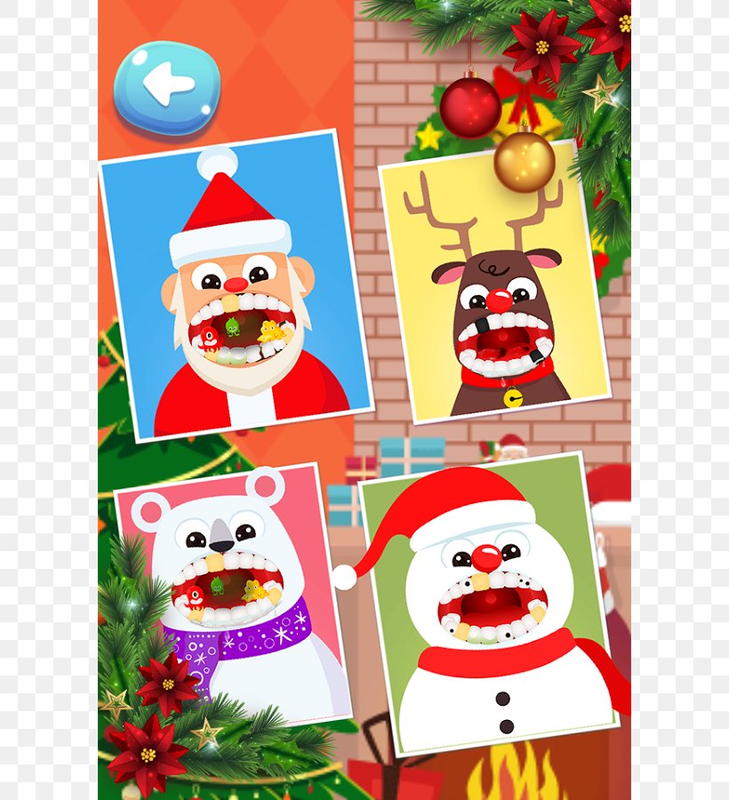Dentist Christmas Doctor Game Santa Claus Christmas Dentist Office Santa, PNG, 600x900px, Santa Claus, Android, Art, Christmas, Christmas Decoration Download Free