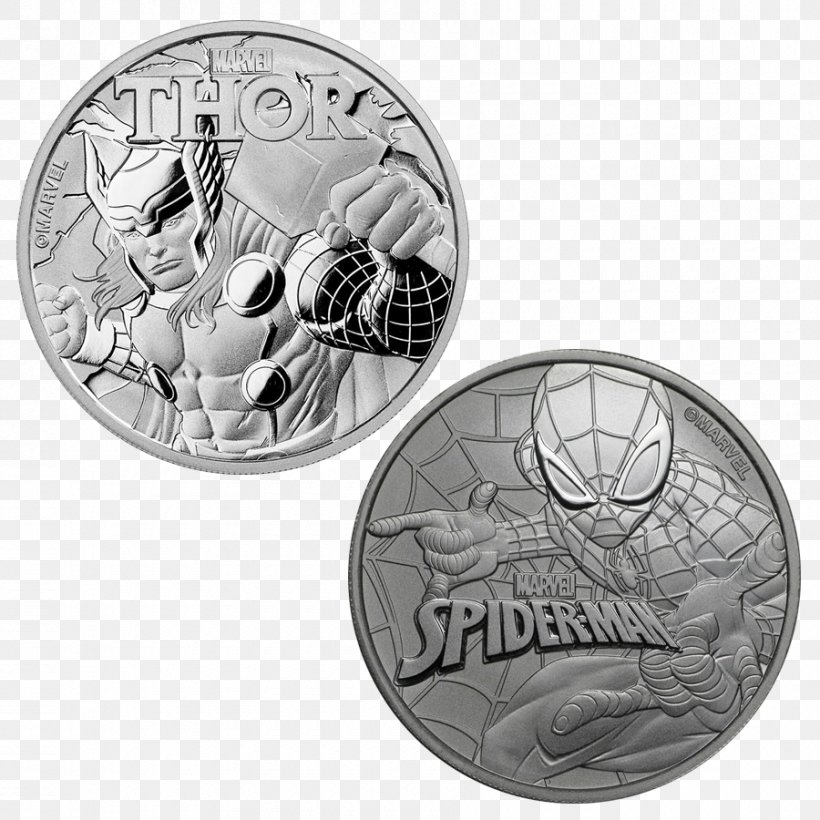 Thor Perth Mint Black Panther Spider-Man Iron Man, PNG, 900x900px, Thor, Black And White, Black Panther, Bullion, Bullion Coin Download Free