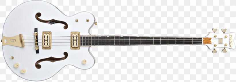 Gretsch White Falcon Bass Guitar Archtop Guitar, PNG, 2400x842px, Watercolor, Cartoon, Flower, Frame, Heart Download Free