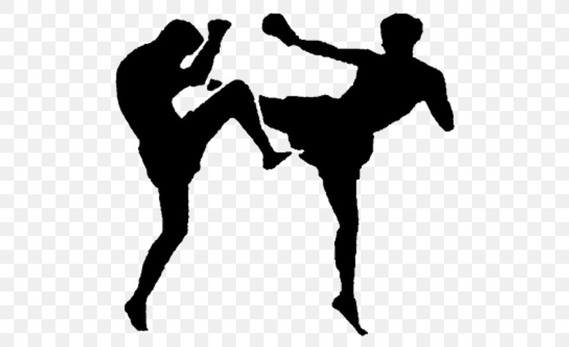 Kickboxing Muay Thai Mixed Martial Arts, PNG, 500x500px, Kickboxing, Aerobic Kickboxing, Black And White, Boxing, Brazilian Jiujitsu Download Free