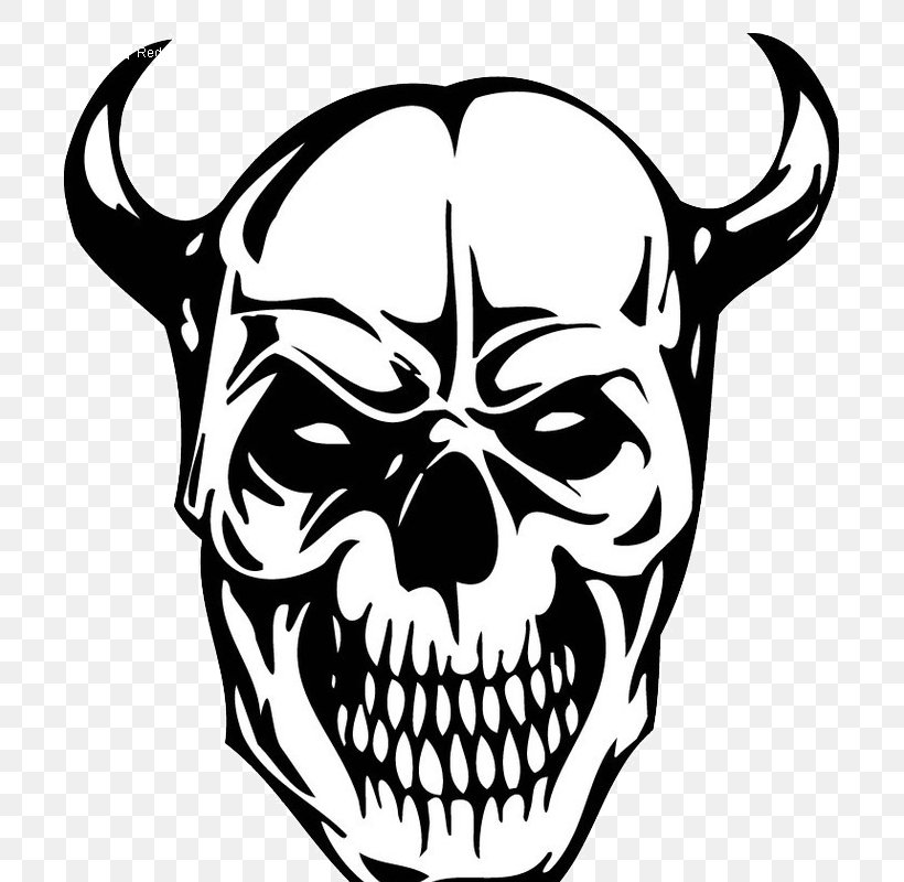 Skull Wall Decal Sticker Tattoo, PNG, 703x800px, Skull, Black And White, Bone, Clip Art, Decal Download Free