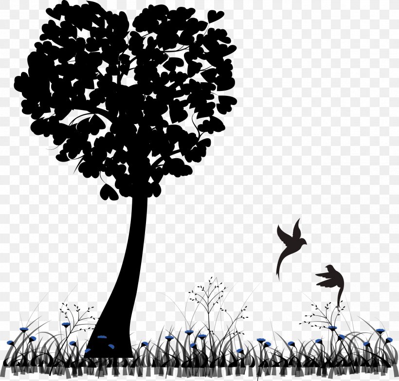 Silhouette Illustration, PNG, 2515x2404px, Silhouette, Black And White, Branch, Brand, Drawing Download Free