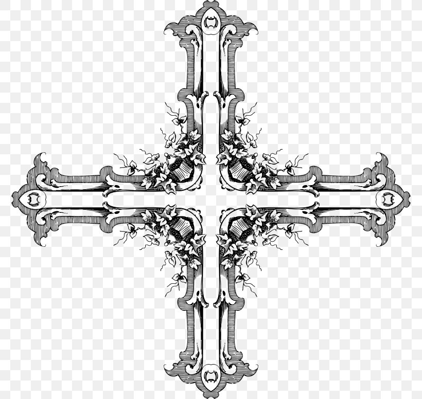 Clip Art, PNG, 776x776px, Crucifix, Black And White, Body Jewelry, Cross, Flower Download Free