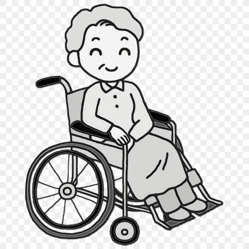 Wheelchair Line Art Cartoon Male Bicycle, PNG, 1400x1400px, Older, Aged, Beautym, Behavior, Bicycle Download Free