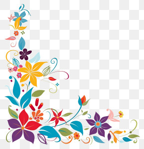 Corner - Colorful Floral Corner Decoration PNG