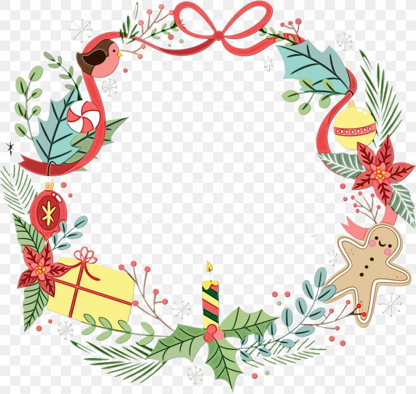 Watercolor Christmas Wreath, PNG, 1725x1633px, Watercolor, Bay Laurel, Branch, Christmas Day, Christmas Decoration Download Free