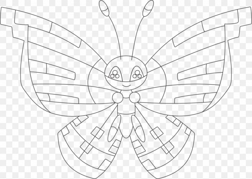 Pokémon X And Y Line Art Coloring Book Paper Character, PNG, 1024x728px, Line Art, Artwork, Black And White, Brush Footed Butterfly, Butterfly Download Free
