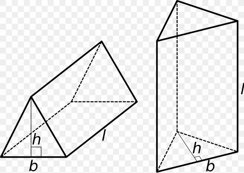 Triangular Prism Triangle Surface Area Cuboid, PNG, 1280x910px, Triangular Prism, Area, Black And White, Cuboid, Diagram Download Free