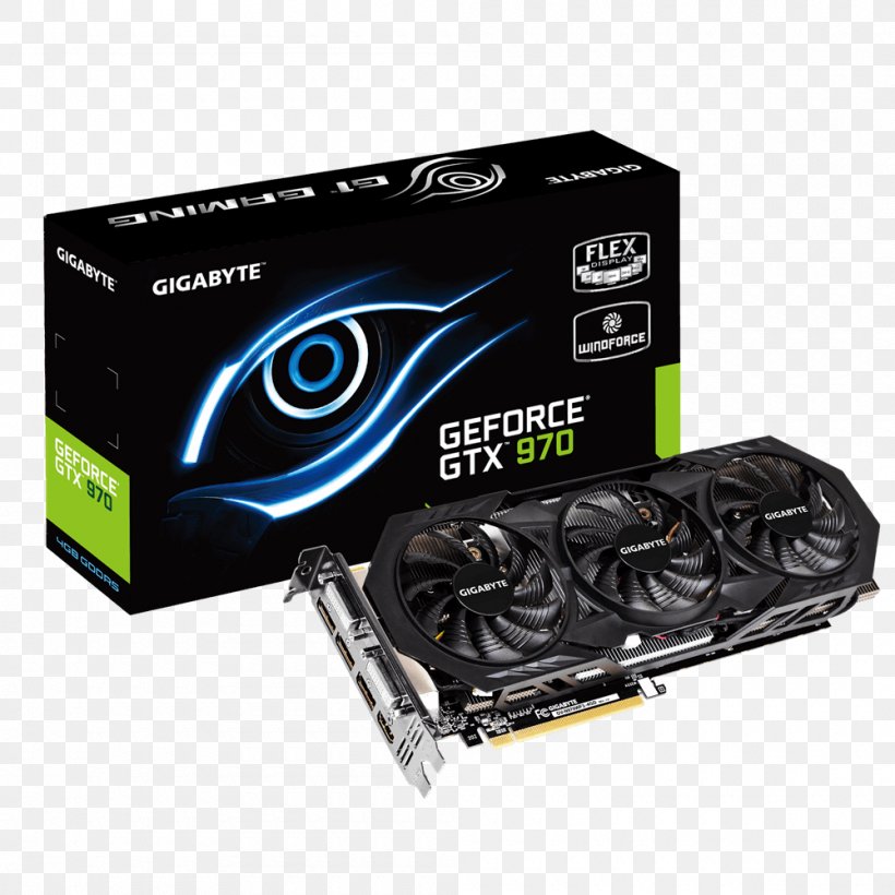 Graphics Cards & Video Adapters MSI GTX 970 GAMING 100ME GeForce GDDR5 SDRAM Gigabyte Technology, PNG, 1000x1000px, Graphics Cards Video Adapters, Cable, Computer Component, Conventional Pci, Digital Visual Interface Download Free