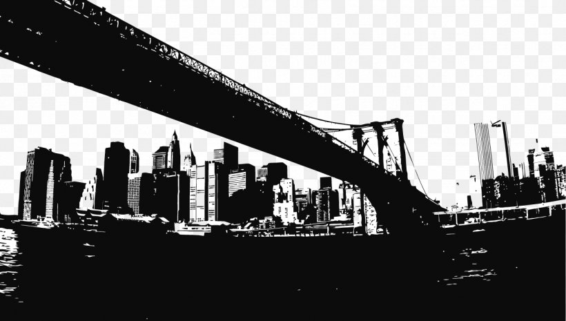 Brooklyn Bridge Wall Decal Sticker, PNG, 1327x754px, Brooklyn Bridge, Adhesive, Black And White, Brand, City Download Free