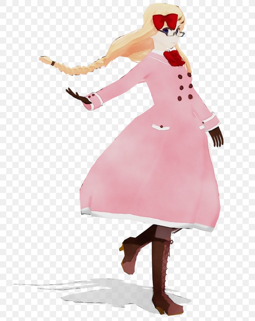 Pink Cartoon Fashion Illustration Standing Costume, PNG, 774x1032px, Watercolor, Cartoon, Costume, Costume Design, Drawing Download Free