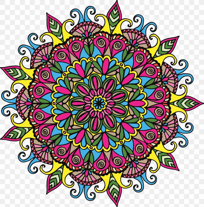 Mandala Drawing Coloring Book Clip Art, PNG, 3600x3655px, Mandala, Chakra, Coloring Book, Disk, Drawing Download Free