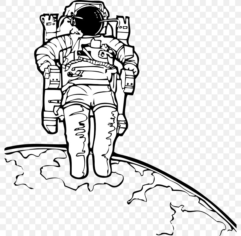 Astronaut Outer Space Black And White Drawing Clip Art, PNG, 800x800px, Astronaut, Area, Arm, Art, Artwork Download Free